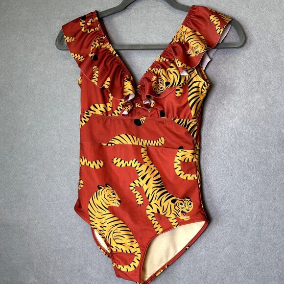 Averie Tiger One-Piece Swim Bathing Suit Cruise Resort Vacation Beach XS NEW - Picture 1 of 4
